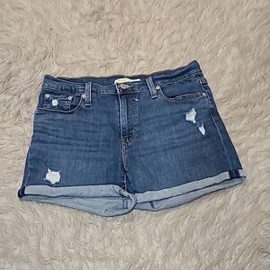 Levi's mid length cuffed blue jean‎ distressed shorts size 29